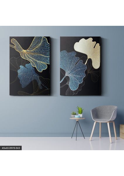 Parıltılı Çiçekler 2 Parça Kanvas - Canvas Tablo