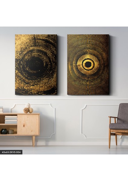 Gold Girdap 2 Parça Kanvas - Canvas Tablo