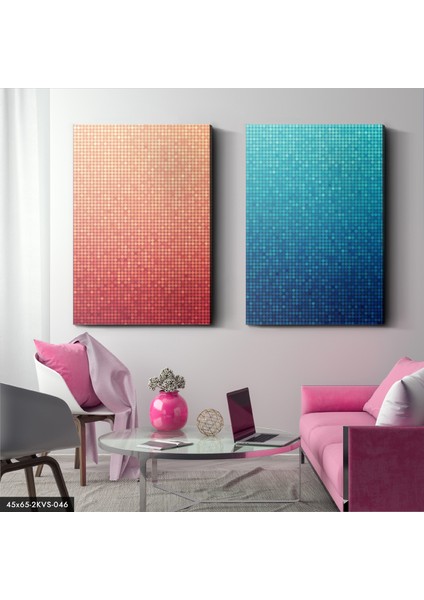 Parıltılı Çiçekler 2 Parça Kanvas - Canvas Tablo