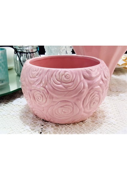 Gül Kabartmalı Yuvarlak Saksı Silikon Kalıp K-673