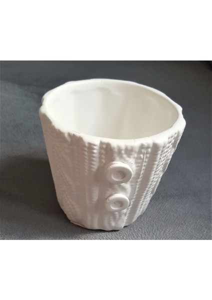 Örgü Düğme Kabartmalı Saksı Silikon Kalıp K-674