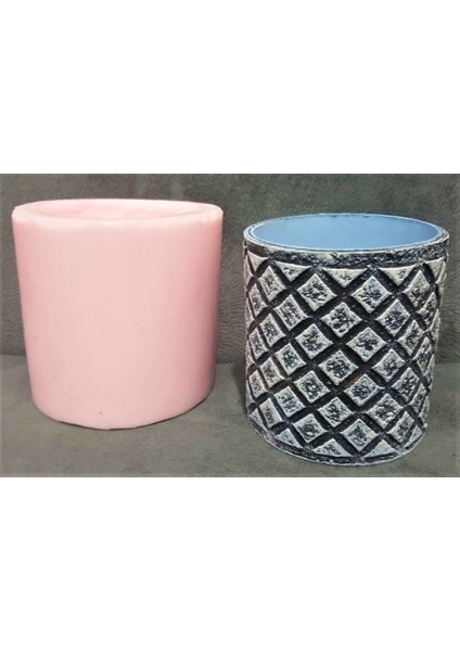 Baklava Desenli 9cm Saksı Silikon Kalıp K-627