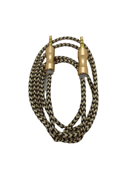 Araç Aux Kablosu 1 Metre 3.5mm Yüksek Kalite Hasır Kablo Aux