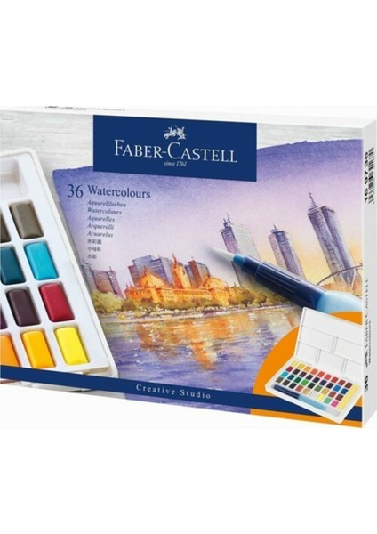 Faber Castell Creative Watercolor Tablet Sulu Boya Seti 36 Renk Su Hazneli Fırça