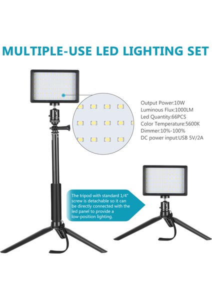 2'li Paket Ayarlanabilir 5600K USB LED Video Işığı (Yurt Dışından)