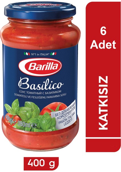 Basilico Domatesli Fesleğenli Makarna Sosu 400 gr x 6