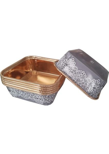 Premium Gri Desenler Kare Tatlı Kase 12li