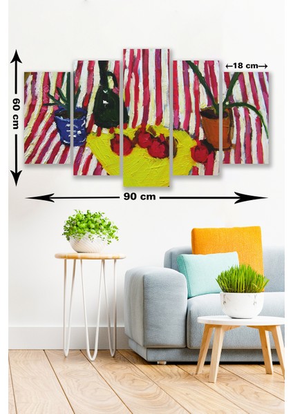 5 Parça Piknik Renkli Mdf Duvar Tablosu
