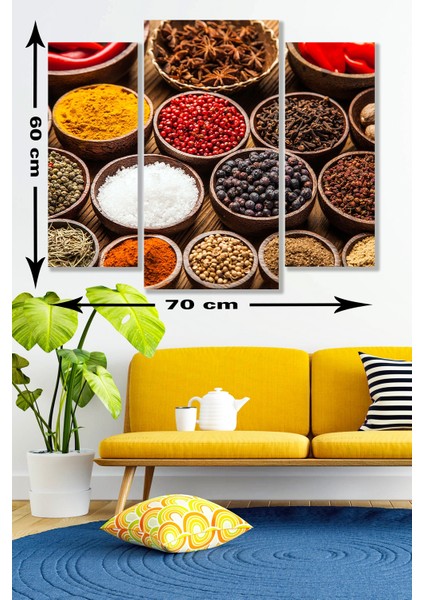 3 Parça Aktar Baharat Desenli Mdf Duvar Tablosu fiyatları