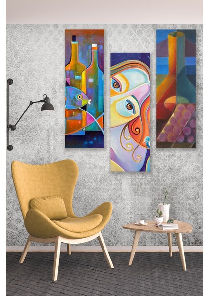 3 Parça Modern Stil Art Mdf Duvar Tablosu