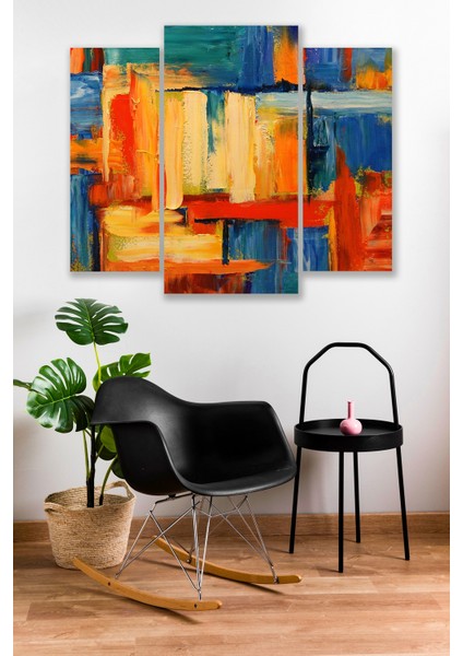 3 Parça Renkli Modern Desenli Mdf Duvar Tablosu