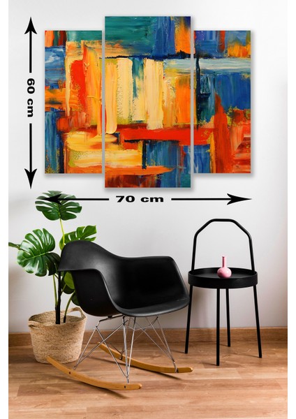 3 Parça Renkli Modern Desenli Mdf Duvar Tablosu