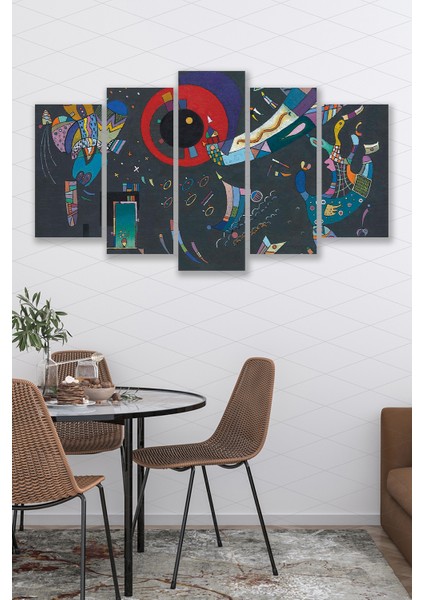 5 Parça Modern Desenli Mdf Duvar Tablosu
