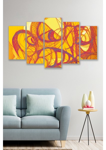 5 Parça Modern Renk Desenli Mdf Duvar Tablosu