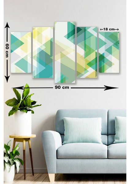 5 Parça Modern Desenli Mdf Duvar Tablosu