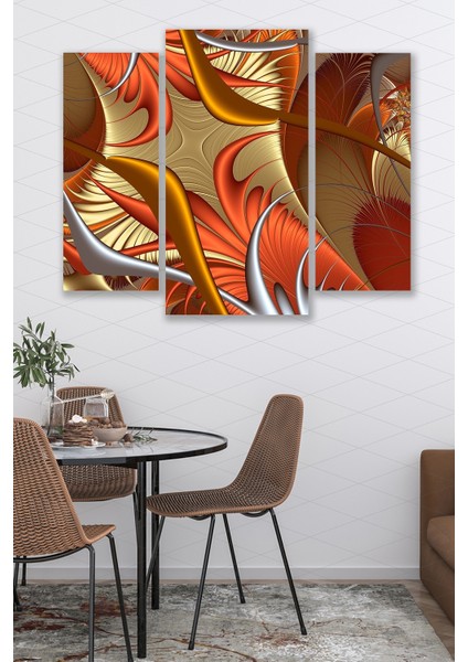 3 Parça Modern Desenli Mdf Duvar Tablosu