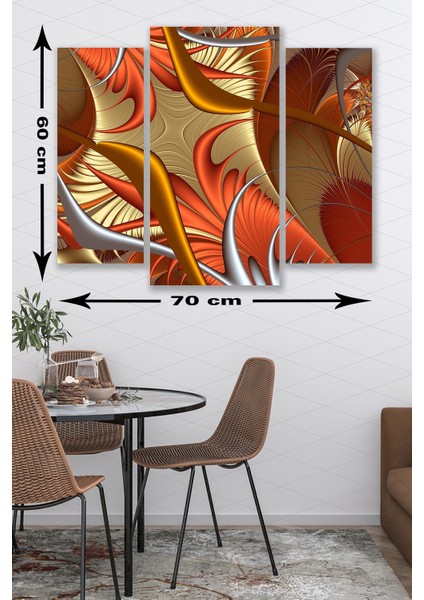 3 Parça Modern Desenli Mdf Duvar Tablosu