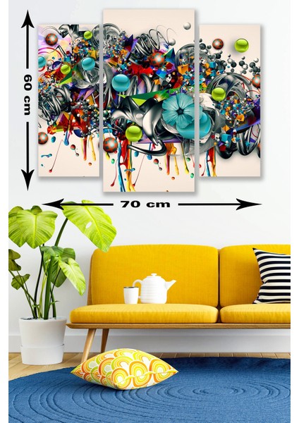 3 Parça Modern Stil Desenli Mdf Duvar Tablosu fiyatları