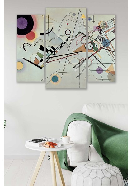 3 Parça Modern Müziksel Esintiler Desenli Mdf Duvar Tablosu