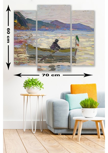 3 Parça Deniz Kayıkçı Desenli Mdf Duvar Tablosu