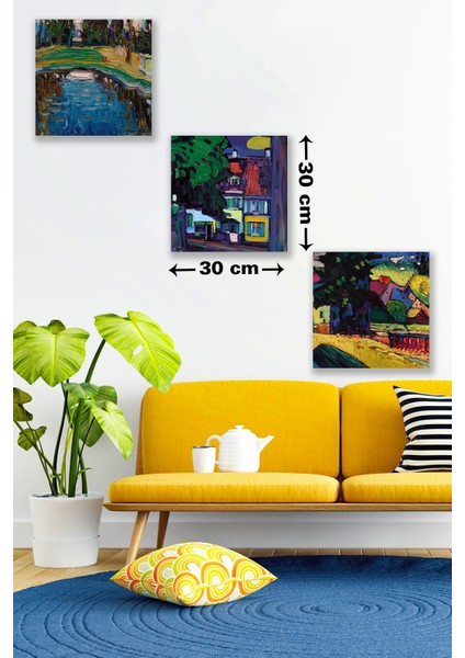 3 Parça Soyut Yağlı Boya Desenli Mdf Duvar Tablosu fiyatları
