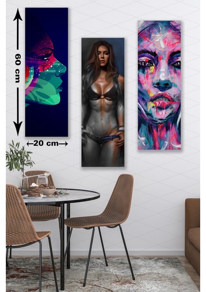 3 Parça Ikonik Kadın Desenli Mdf Duvar Tablosu fiyatları