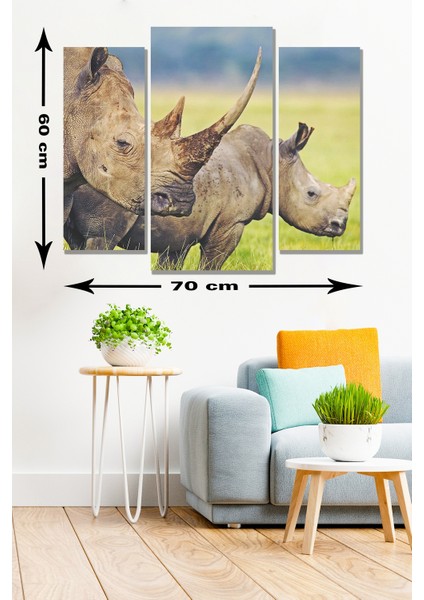 3 Parça Safari Afrika Desenli Mdf Duvar Tablosu