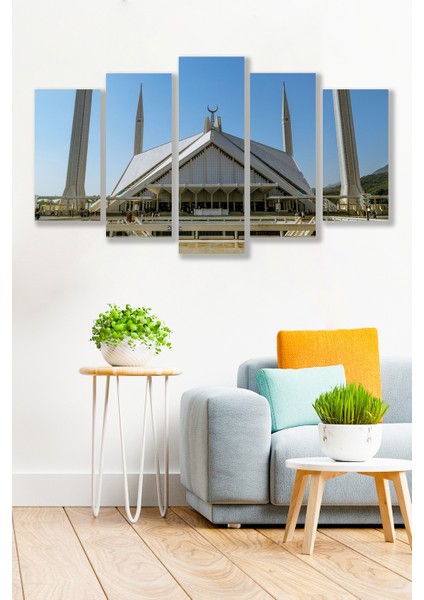 5 Parça Malezya Cami Desenli Mdf Duvar Tablosu