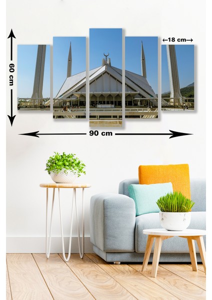5 Parça Malezya Cami Desenli Mdf Duvar Tablosu