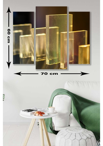 3 Parça Modern Stil Lamba Desenli Mdf Duvar Tablosu