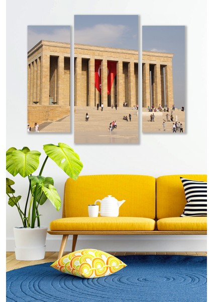 3 Parça Anıtkabir Desenli Mdf Duvar Tablosu