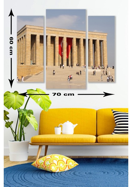 3 Parça Anıtkabir Desenli Mdf Duvar Tablosu