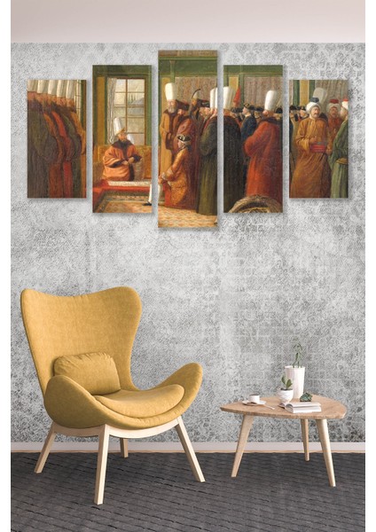 5 Parça Osmanlı Desenli Mdf Duvar Tablosu