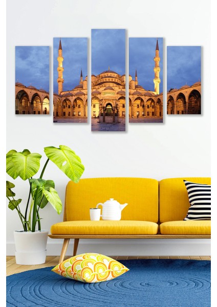 5 Parça Sultan Ahmet Camii Desenli Mdf Duvar Tablosu