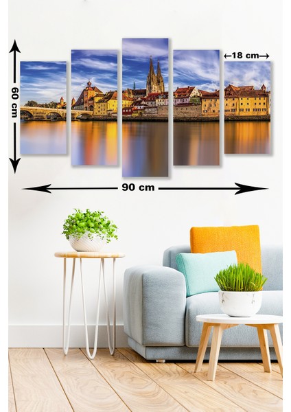 5 Parça Isviçre Manzara Desenli Mdf Duvar Tablosu