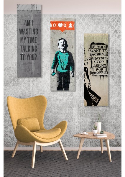 3 Parça Modern Stil Mdf Duvar Tablosu