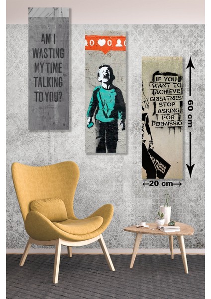 3 Parça Modern Stil Mdf Duvar Tablosu