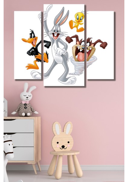 3 Parça Disney Çizgi Film Desenli Mdf Duvar Tablosu