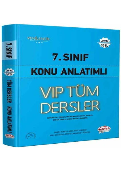 Editör Yayınları 7. Sınıf Vıp Tüm Dersler Konu Anlatımlı Mavi Kitap