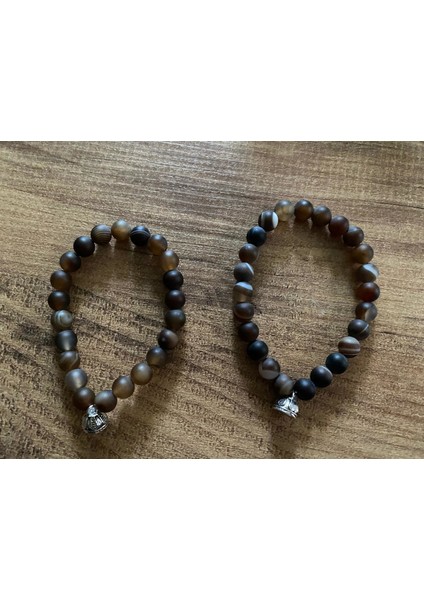 Doğal Mat Akik Kahverengi Boncuk Mıknatıslı Çift Bilekliği fiyatları
