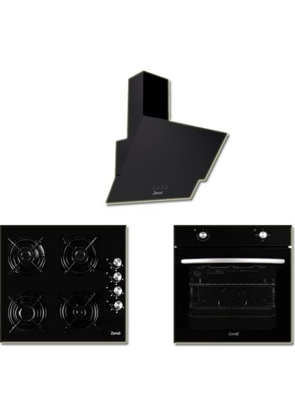 ZS4003B Ankastre Set -Cam Davlumbaz-Cam Ocak-Statik Fırın ( ZD1011B-ZO22471B-ZF3001B)