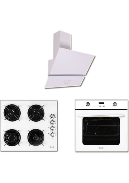 ZS4008W Beyaz Ankastre Set -Cam Davlumbaz-Cam Ocak- Dijital Fırın( ZD1022W-ZO22422W-ZF3022W)