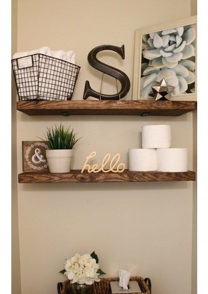 Çam Masif Ahşap 2"Li Dekoratif Duvar Rafı Kitaplık Raf Çiçeklik 75x19 modelleri