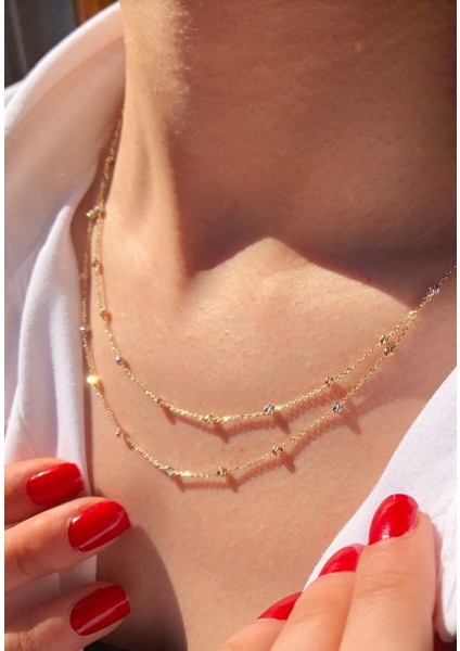 14 Ayar Altın Ikili Dorika Kolye fiyatları