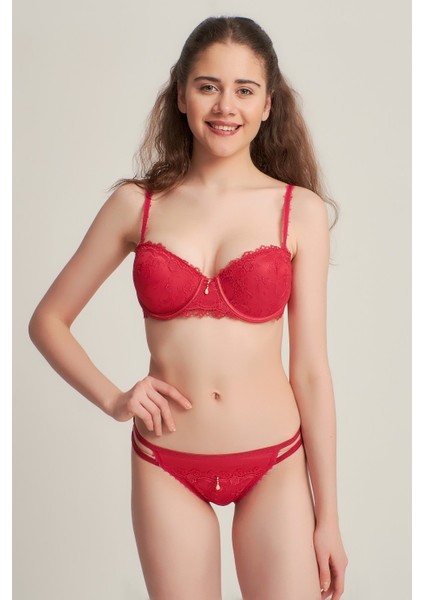 Kadın 5101510 Brode Kap Silikonlu Sütyen Takımı Bordo fiyatları
