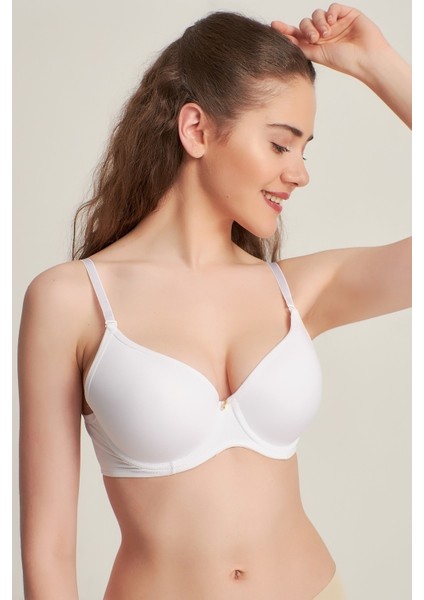 Kadın 9141010 Silikonlu Olympe Push Up Destekli Sütyen Beyaz