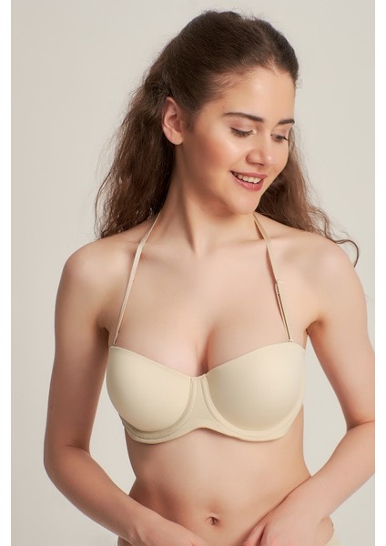 Kadın 7101412 Boyundan Geçmeli Arkası Şeffaf Destekli Sütyen Ten