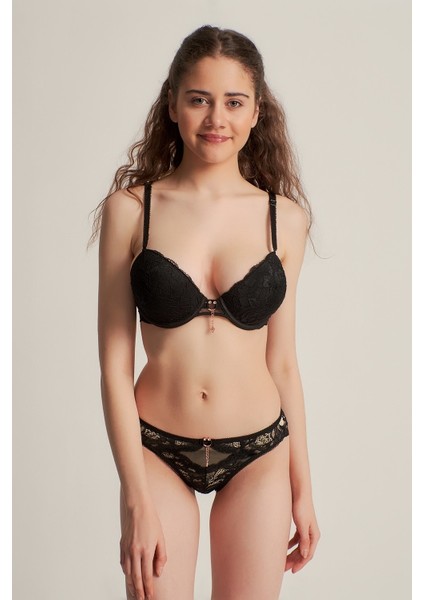 Kadın 5101410 Push Up Dantelli Sütyen Takım Siyah fiyatları