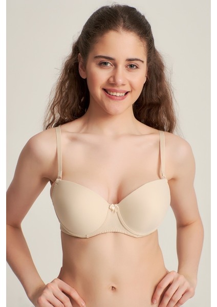 Kadın 3050205 Elasthan Kaplı Destekli Dolgulu Sütyen Ten