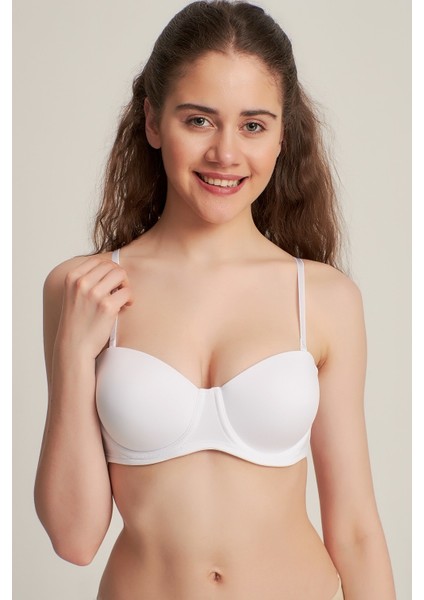 Kadın 7101315 Desteksiz Klasik Straplez Sütyen Beyaz fiyatları